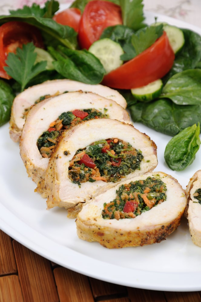 Roasted red pepper stuffed chicken