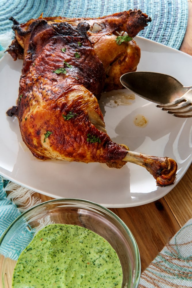 Easy Peruvian Chicken with Green Sauce