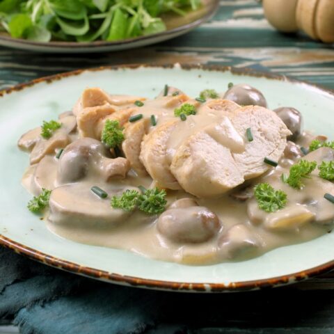 Easy Crockpot Cream of Mushroom Chicken