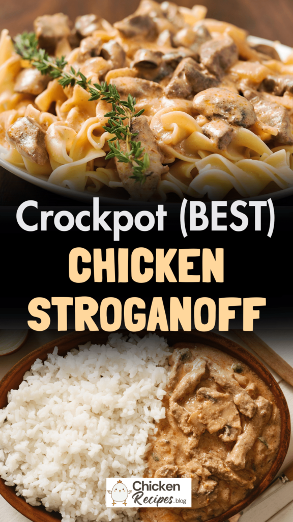 Easy crockpot chicken stroganoff