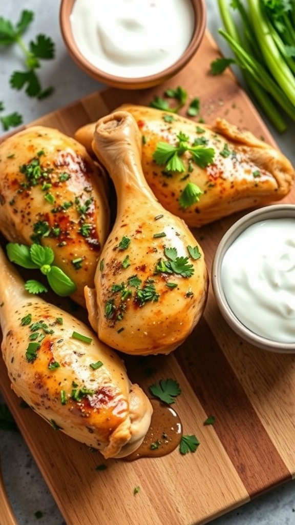 Herbed yogurt marinated drumsticks ready for grilling