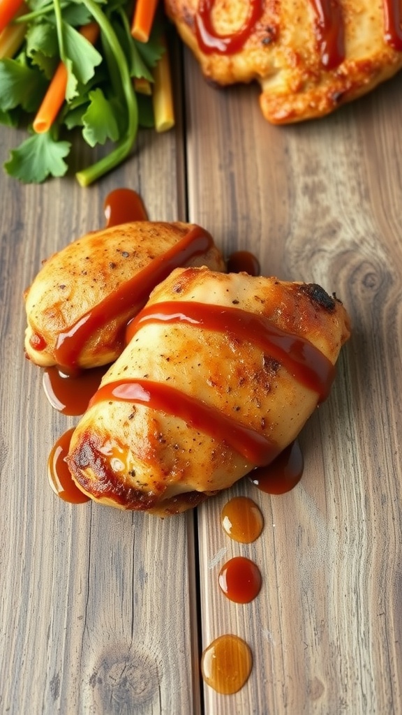 Maple Mustard BBQ Chicken with sauce drizzled on top