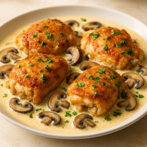 Creamy Garlic Mushroom Chicken Thighs