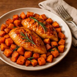 Honey Roasted Chicken and Sweet Potatoes Skillet