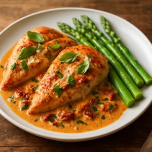 Keto Tuscan Chicken and Asparagus