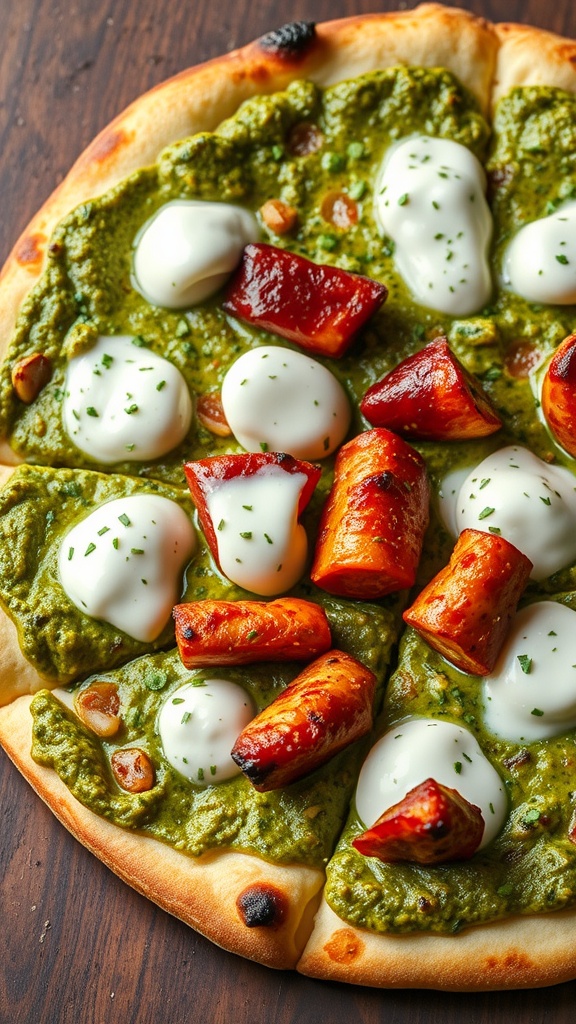 BBQ Chicken Pizza with Pesto Base