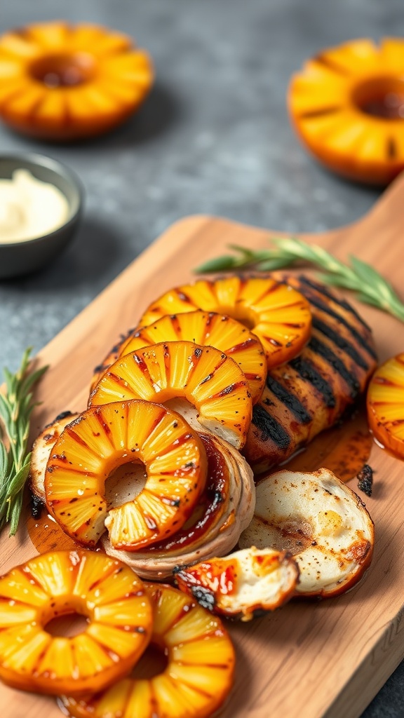 BBQ Pineapple Grilled Turkey Breast with caramelized pineapple rings