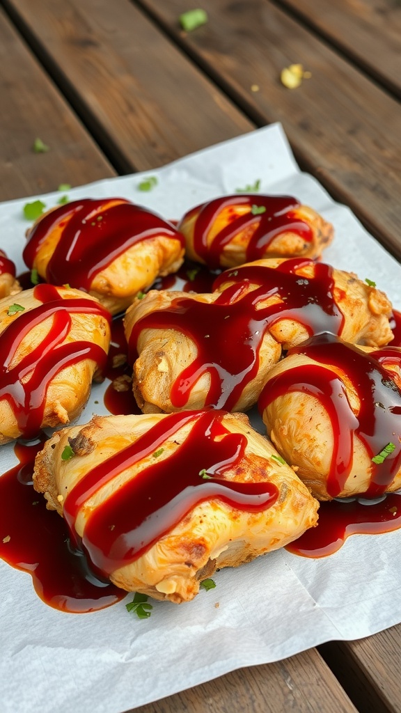Delicious BBQ Ranch Chicken Thighs with sauce drizzled over