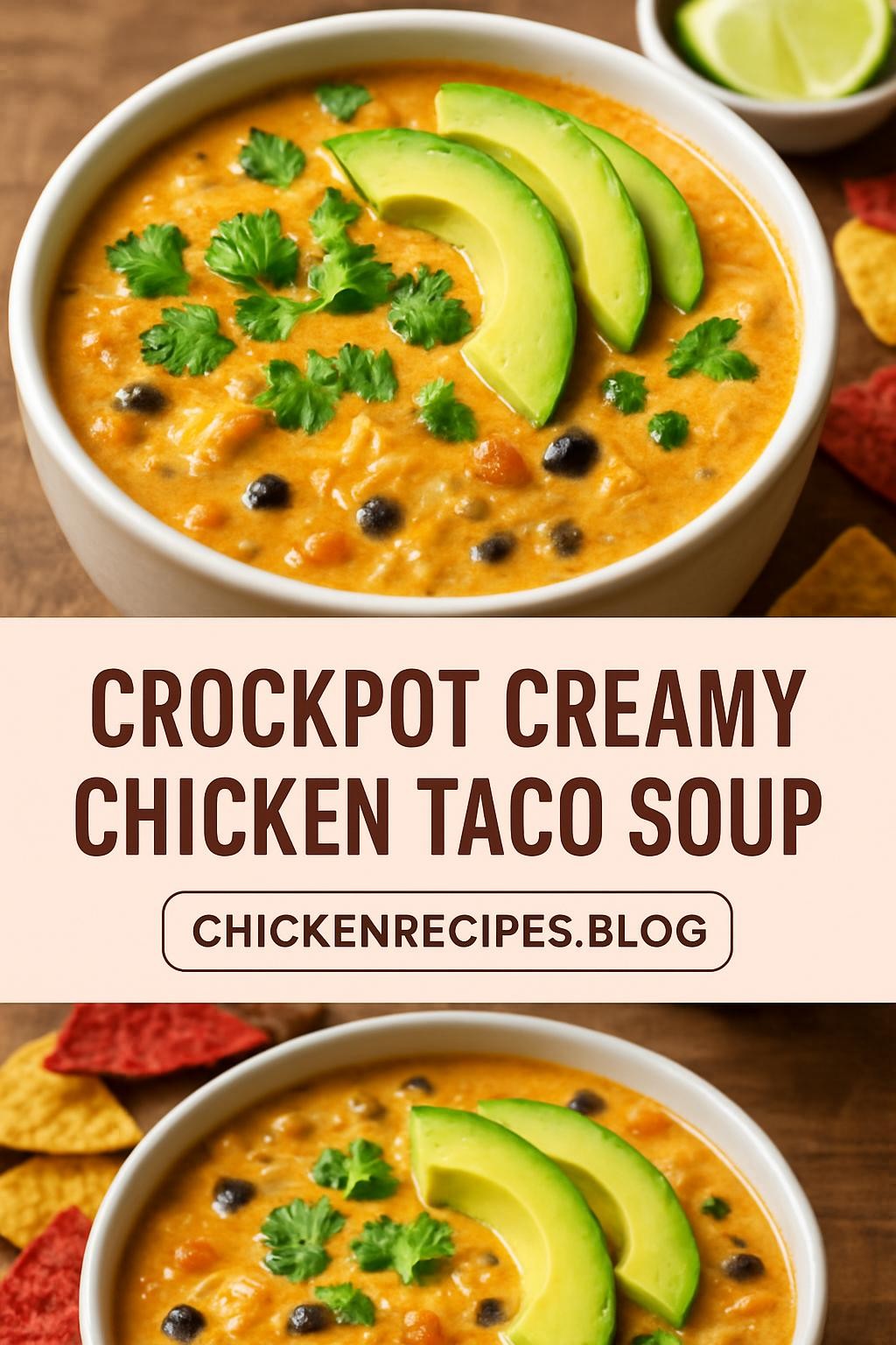 Crockpot Creamy Chicken Taco Soup