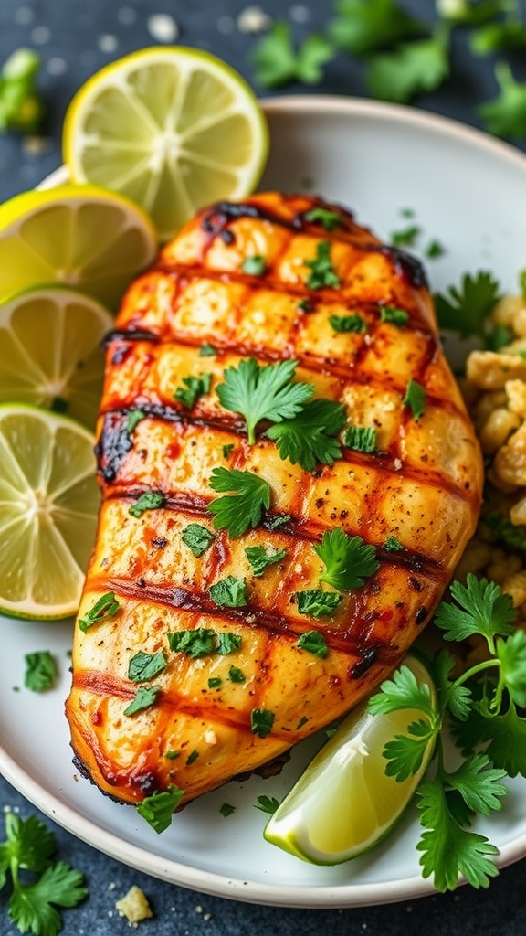 Cilantro Lime Chicken with lime and cilantro garnish