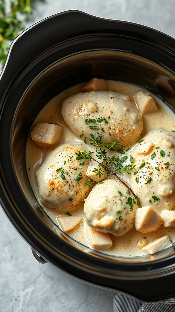 Creamy Garlic Parmesan Chicken in a crock pot