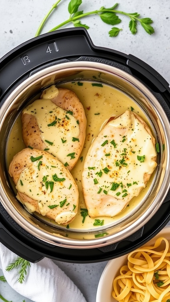 Creamy Garlic Parmesan Chicken with pasta