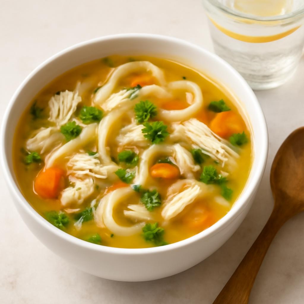 Keto Chicken Soup with Egg Noodles