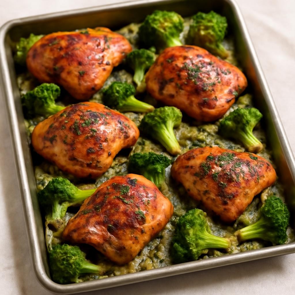 Sheet Pan Chicken Thighs with Broccoli