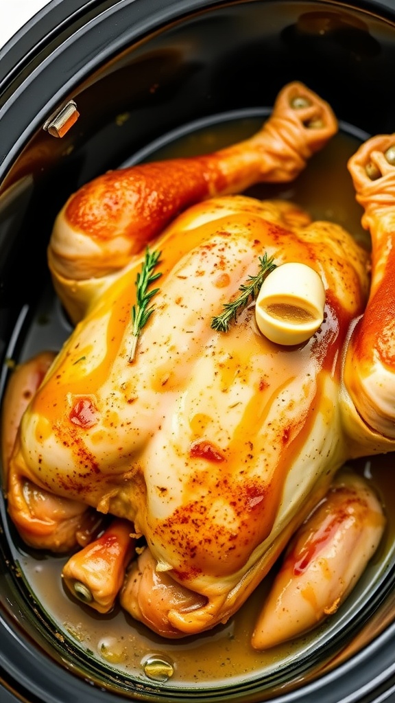 Honey mustard glazed chicken in a slow cooker