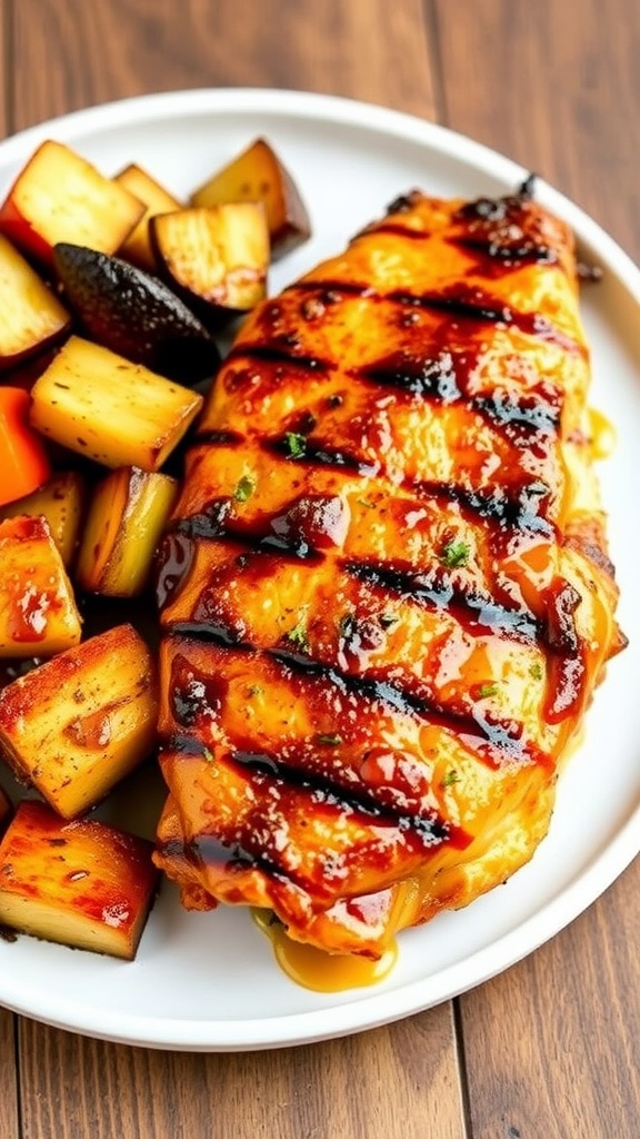 Honey Mustard Glazed Chicken served with roasted potatoes