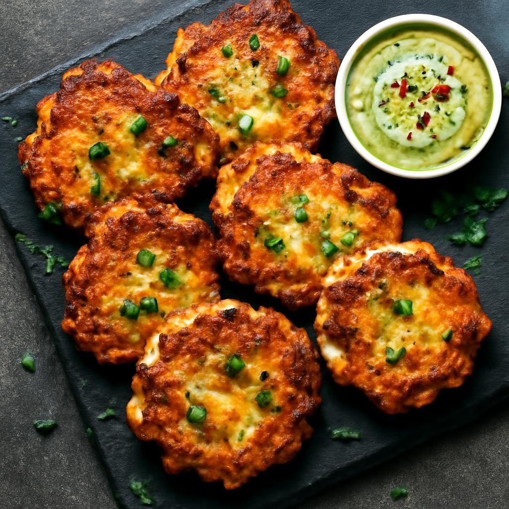 keto cheesy chicken fritters recipe