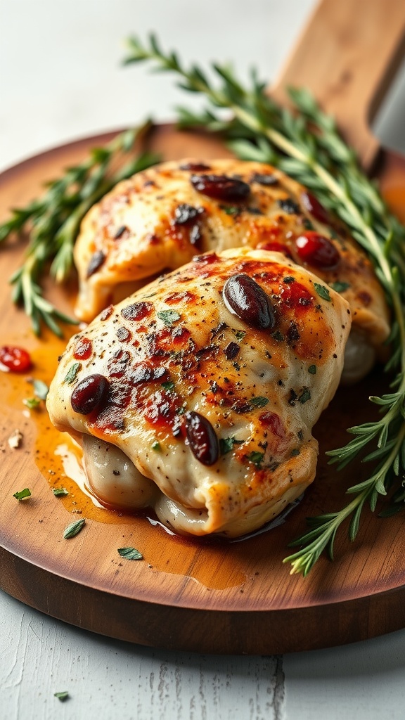 Baked chicken thighs seasoned with Italian herbs
