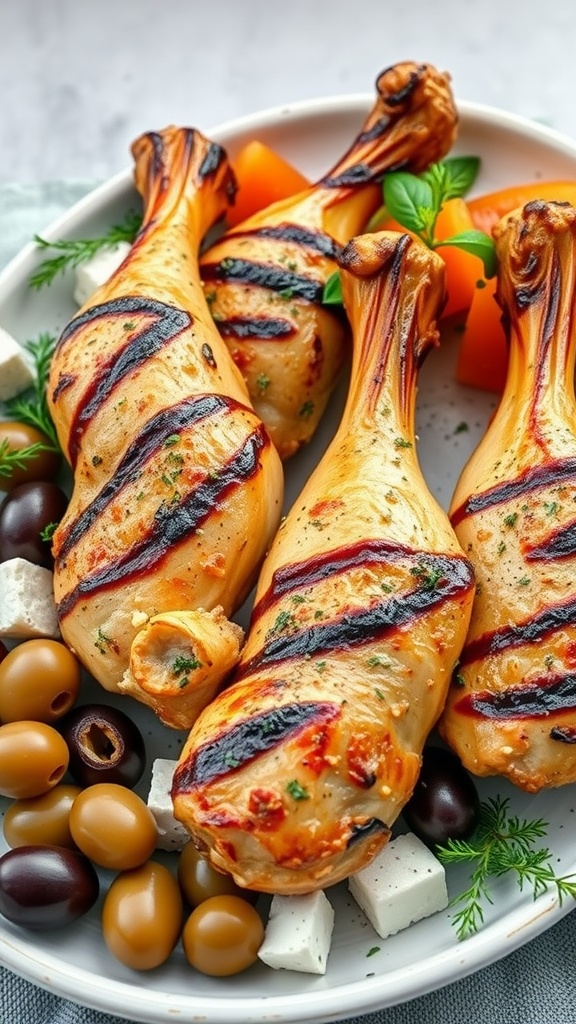 Grilled Mediterranean chicken drumsticks
