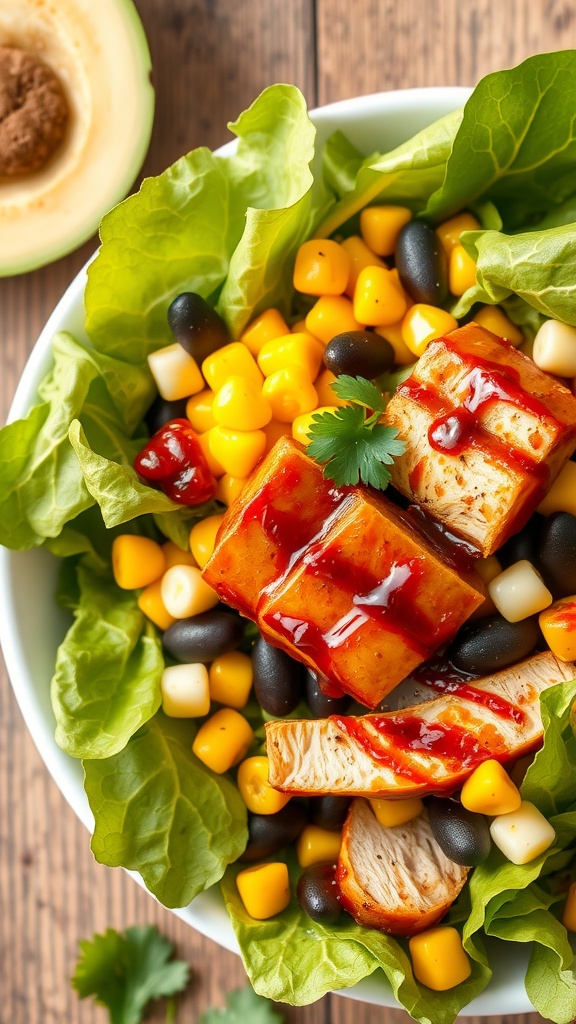 Smoky BBQ Chicken Salad with Corn served on a plate