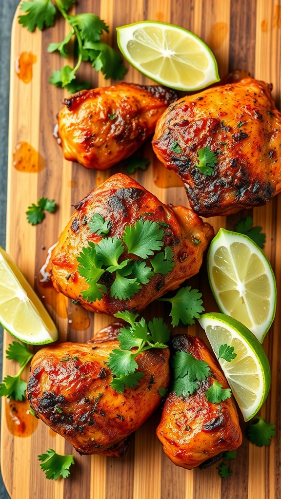 Smoky Chipotle Chicken Thighs garnished with lime and cilantro