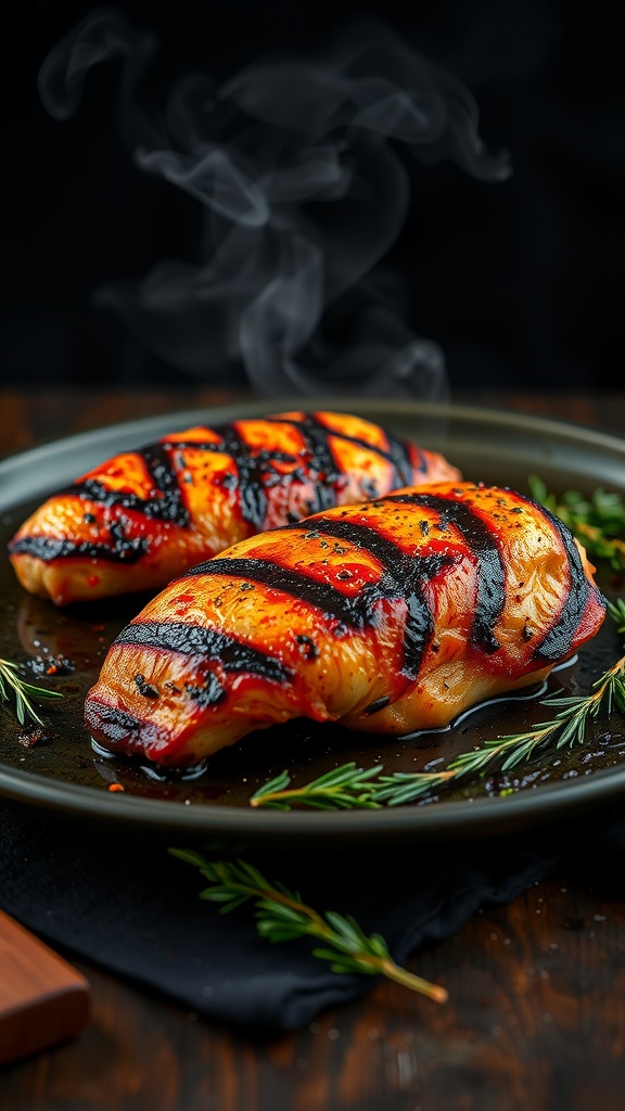Grilled chicken breast seasoned with smoky paprika and herbs