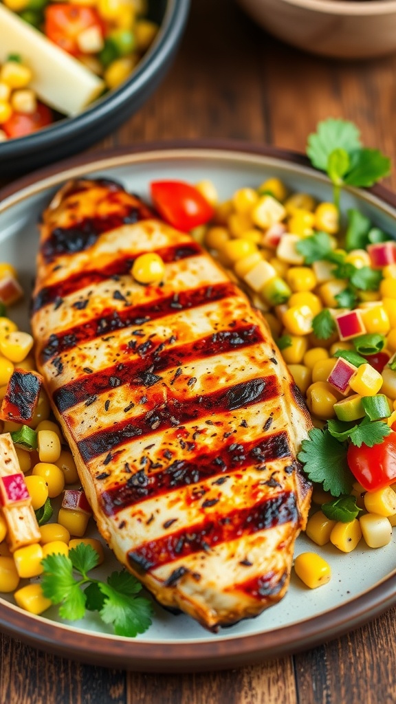 Grilled chicken breast with mango salad