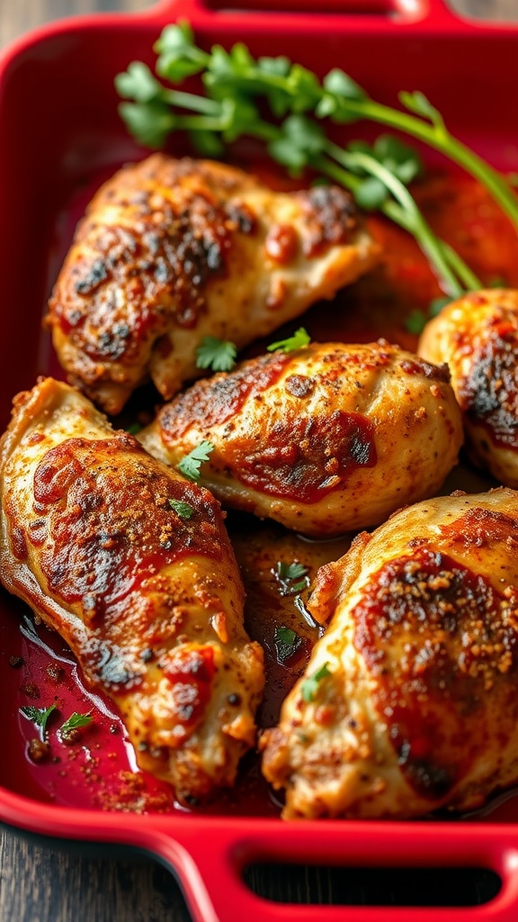 Spicy Cajun Baked Chicken Thighs with herbs