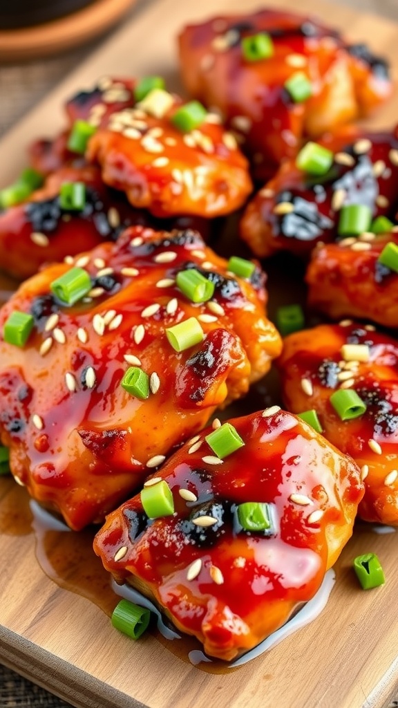 Spicy Honey Mustard Chicken Thighs with sesame seeds and green onions