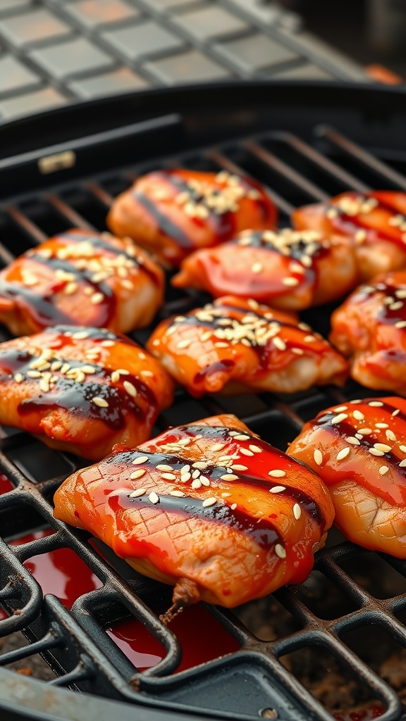 Delicious spicy Korean BBQ chicken thighs grilled to perfection.