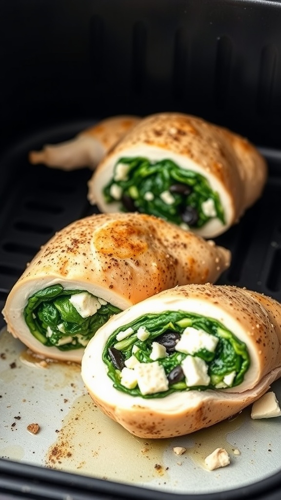 Stuffed air fryer chicken breasts with spinach and feta