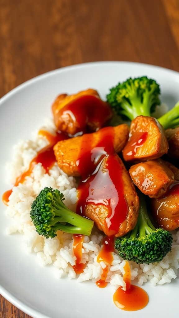 Delicious teriyaki chicken served on a bed of rice with broccoli