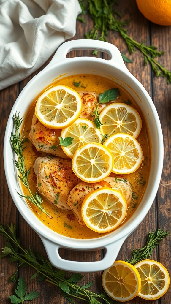 A flavorful lemon herb chicken casserole
