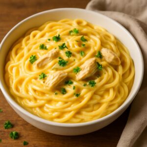 Crock Pot Cheesy Chicken Spaghetti