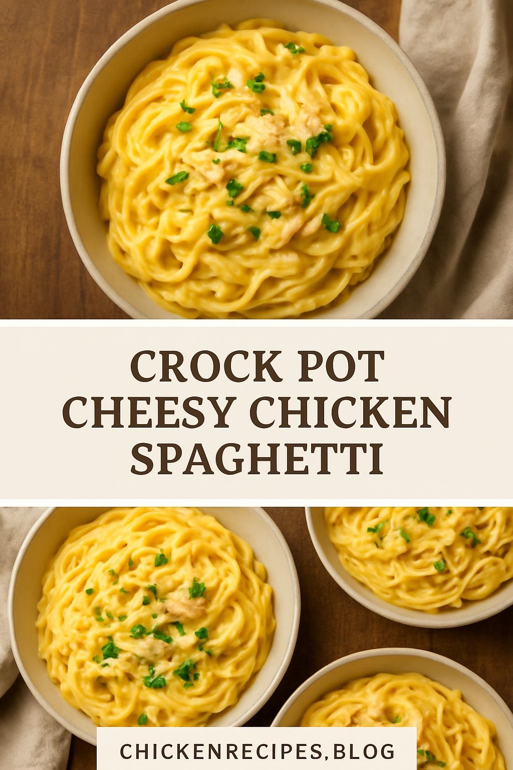 Crock Pot Cheesy Chicken Spaghetti