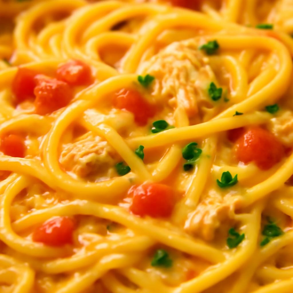Crock Pot Cheesy Chicken Spaghetti
