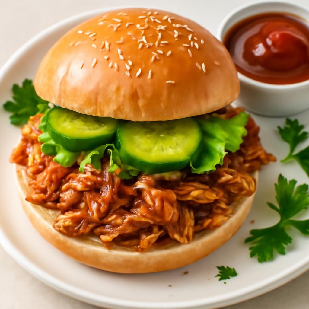 Crockpot Shredded Chicken Sandwiches