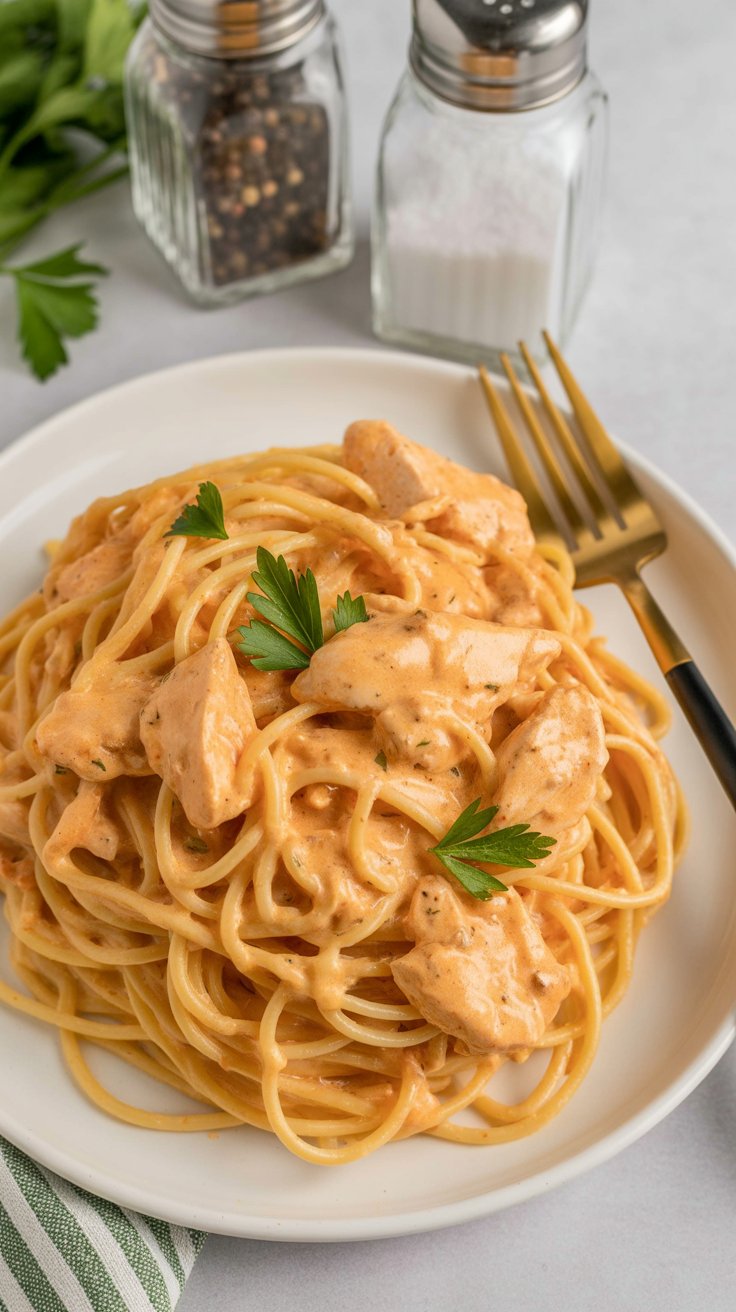 Slow Cooker Cheesy Buffalo Chicken Pasta