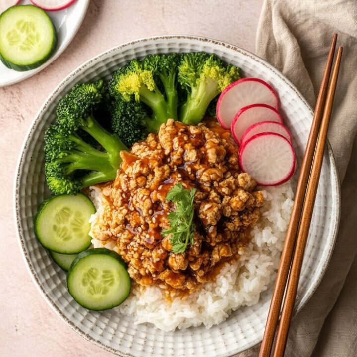 Asian Ground Chicken Rice Bowl