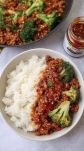 Chili Garlic Ground Chicken and Broccoli