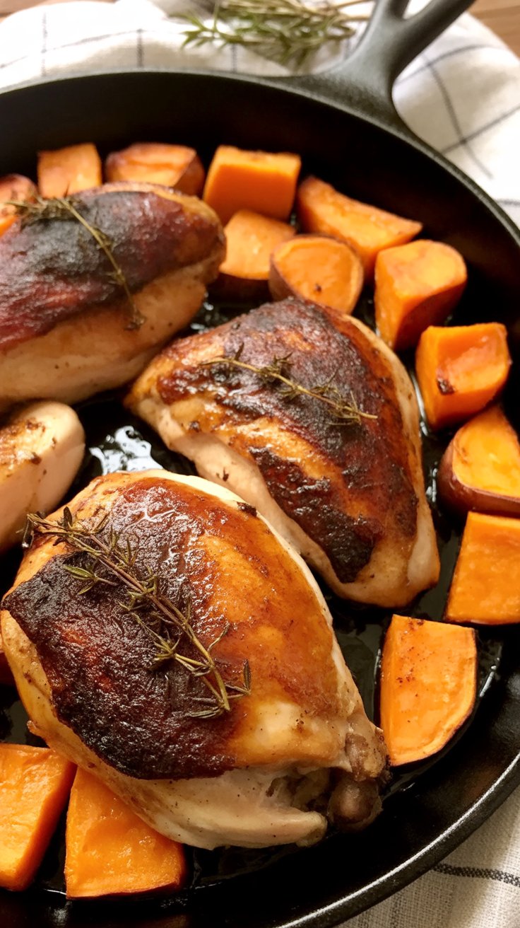 BEST Honey Glazed Chicken with Sweet Potatoes