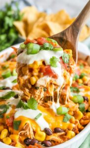 BEST Shredded Mexican Chicken Casserole