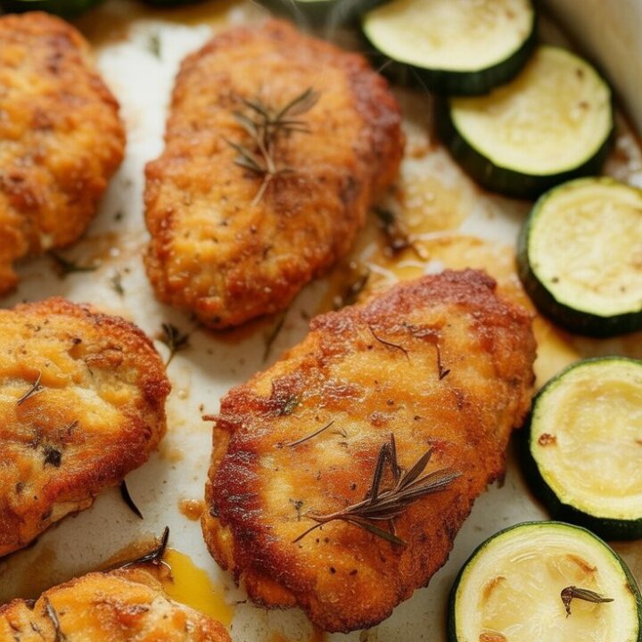 Crispy Parmesan Garlic Chicken with Zucchini