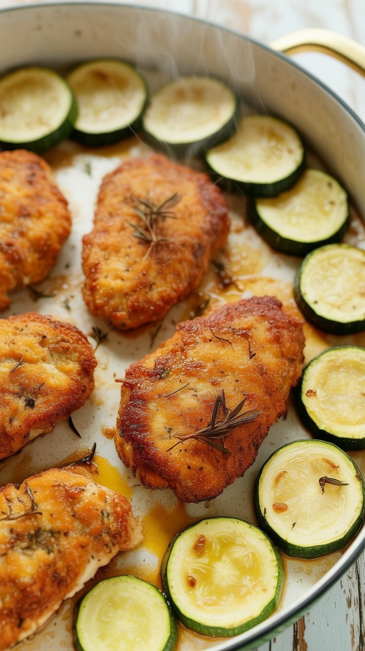 Crispy Parmesan Garlic Chicken with Zucchini