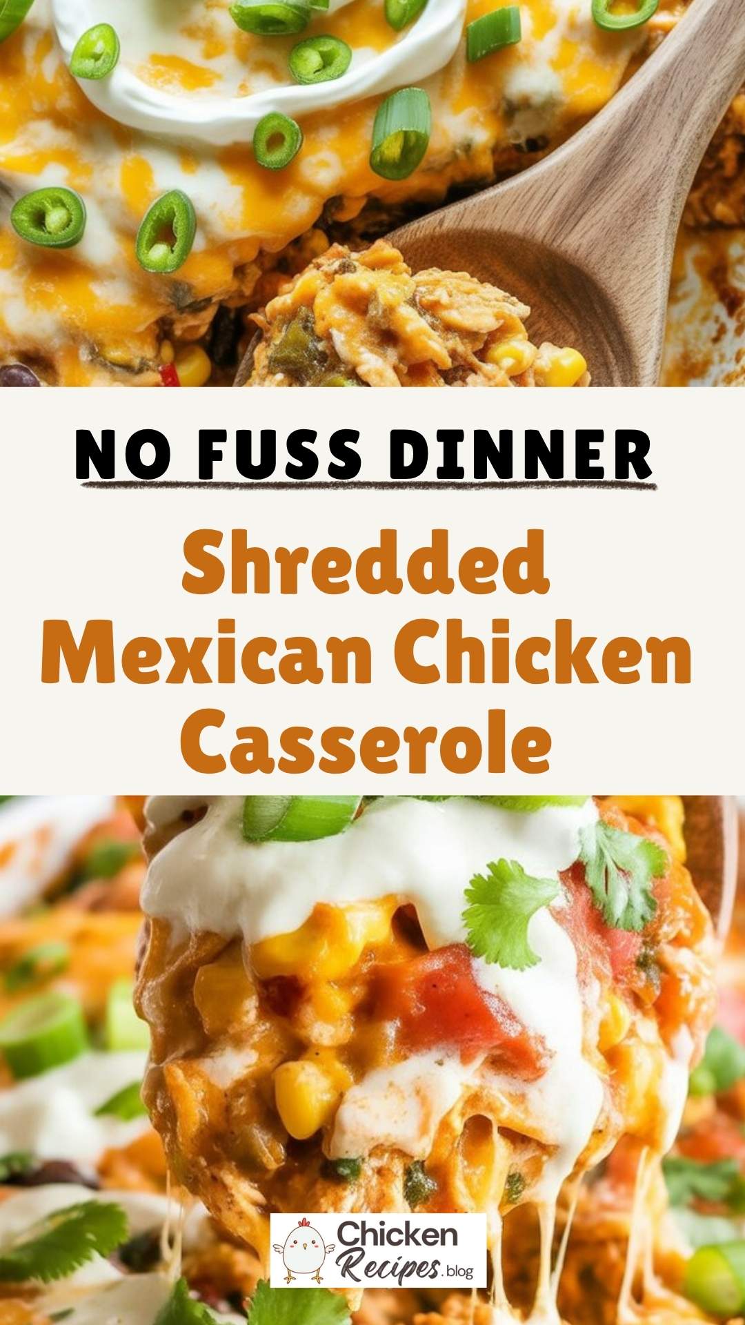 EASY Shredded Mexican Chicken Casserole