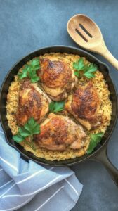 One-Skillet Chicken Thighs and Rice