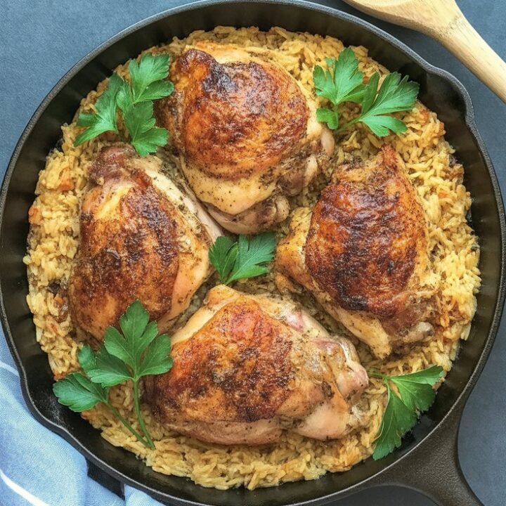 One-Skillet Chicken Thighs and Rice