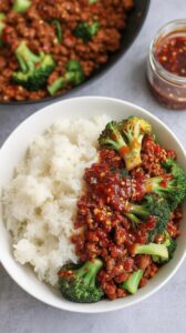 best Chili Garlic Ground Chicken and Broccoli